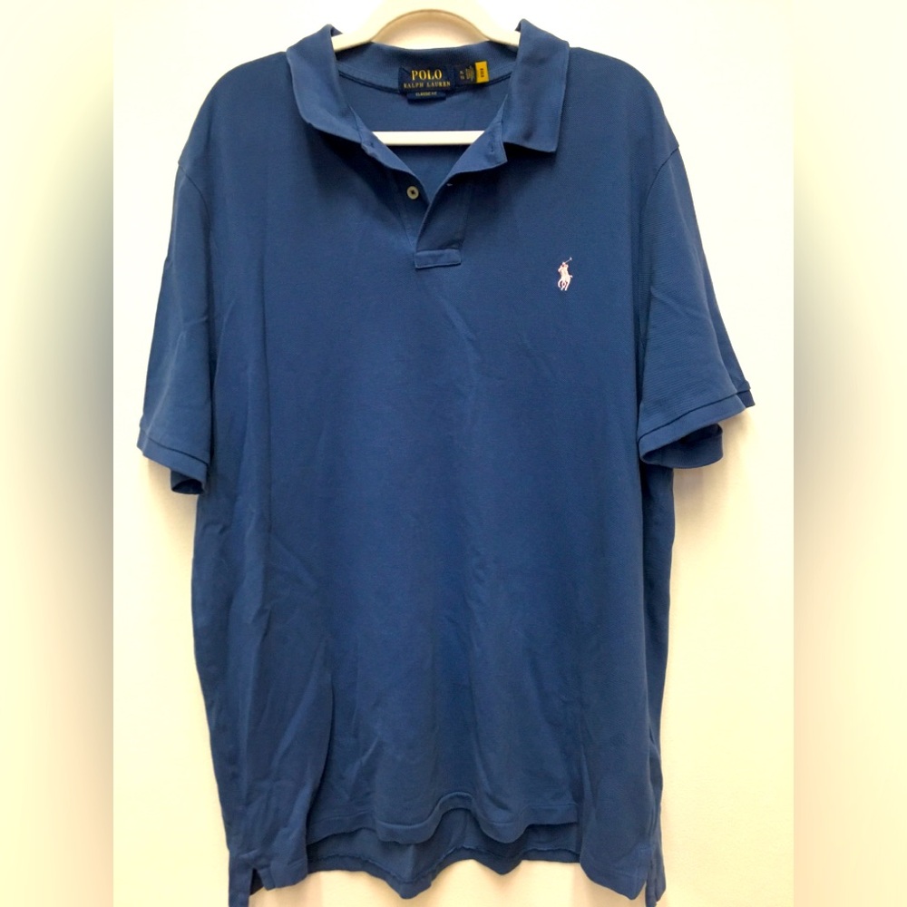 Ralph Lauren Polo Shirt Classic Fit XL Blue 100% Cotton Preppy Classic